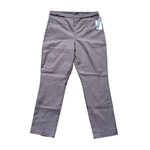 NWT Violets & Roses Pull‑On Comfort Waist Slim Straight Pants 14/32 Taupe